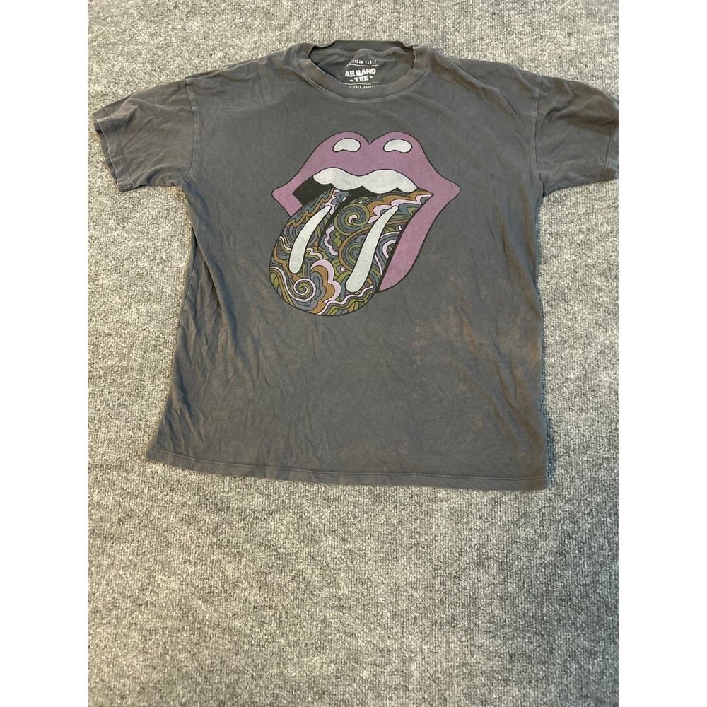 American Eagle T-Shirt Womens XS/S Gray Rolling Stones Band Tee Graphic Relaxed